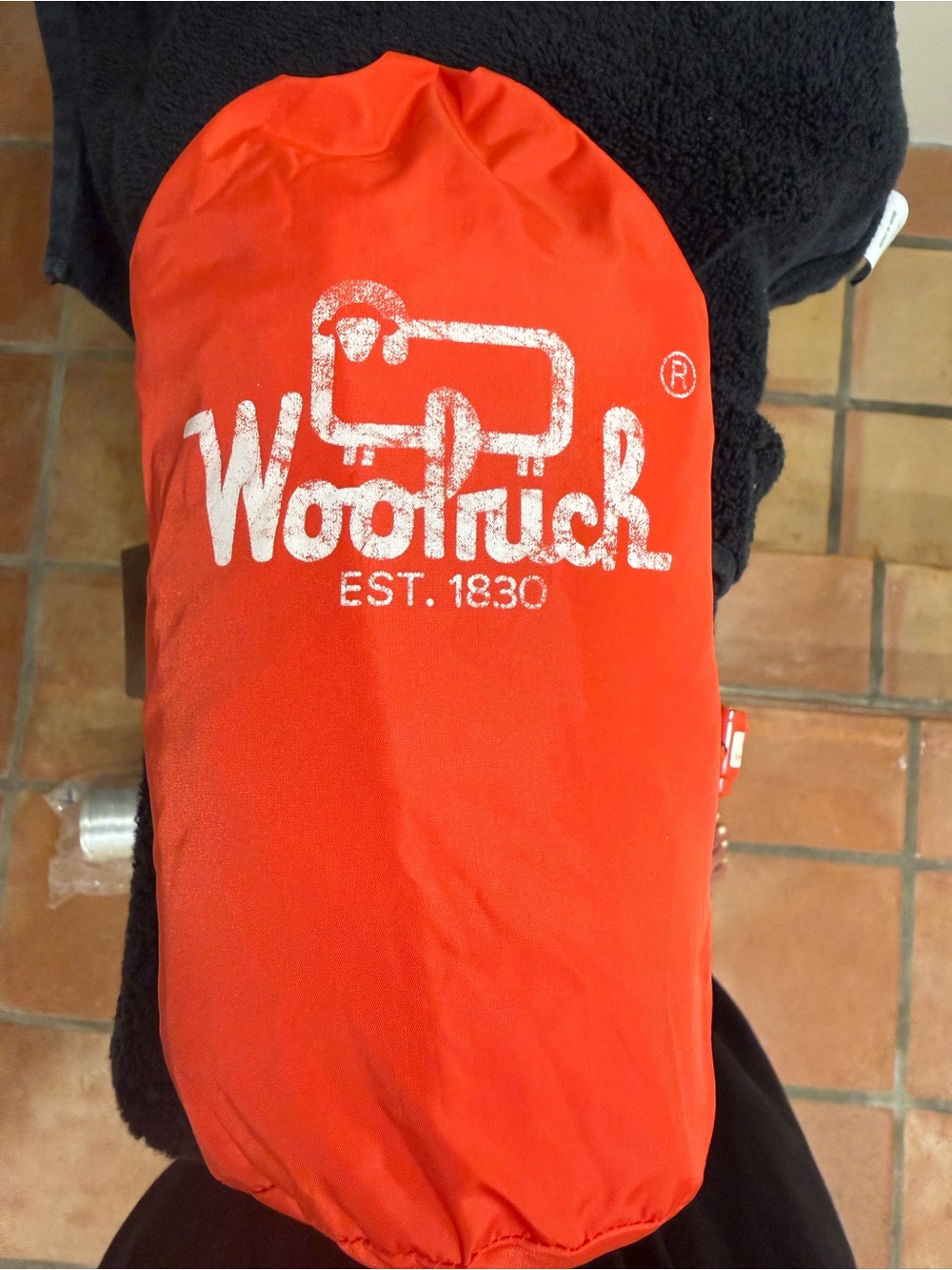 Woolrich Red Packable Raincoat Pouch with White Logo